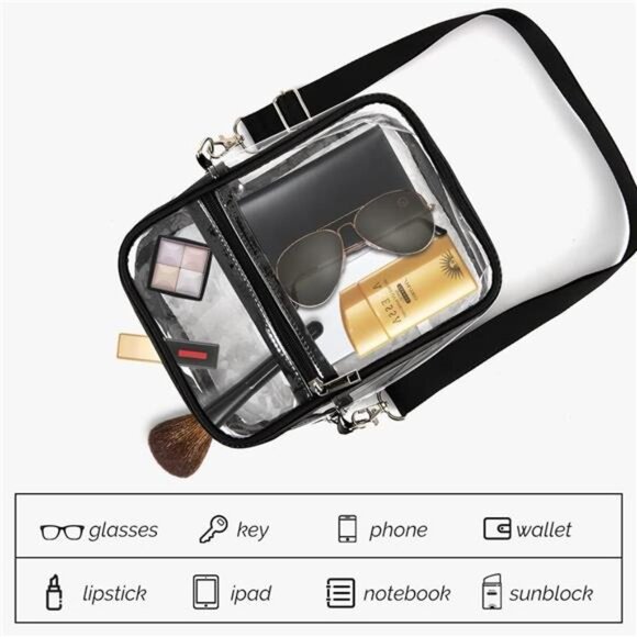 Clear Bag Stadium Approved Clear Purse Crossbody Adjustable Shoulder Strap - Picture 4 of 8